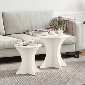 vidaXL Ensemble de tables basses 2 pcs Blanc 46 x 46 x 47 cm pas cher