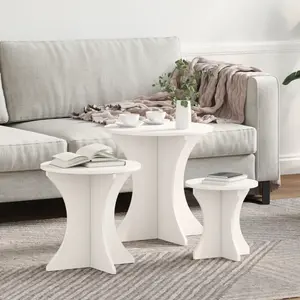 vidaXL Ensemble de tables basses 3 pcs Blanc 46 x 46 x 47 cm pas cher