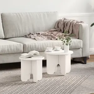 vidaXL Ensemble de tables basses 2 pcs Blanc 39,5 x 39,5 x 30 cm pas cher