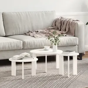 vidaXL Ensemble de tables basses 3 pcs Blanc 47,5 x 47,5 x 27 cm pas cher