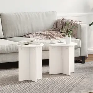 vidaXL Ensemble de tables basses 2 pcs Blanc 41,5 x 41,5 x 41 cm pas cher