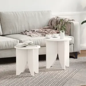 vidaXL Ensemble de tables basses 2 pcs Blanc 41,5 x 41,5 x 44 cm pas cher