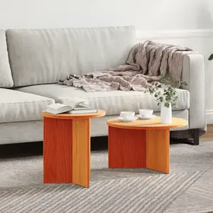 vidaXL Ensemble de tables basses 2 pcs Marron cire 49 x 49 x 28 cm pas cher