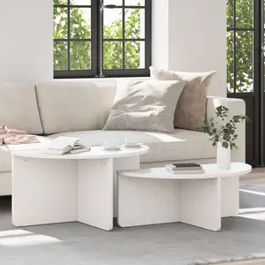 vidaXL Table basse 2 pcs Blanc 79 x 39.5 x 40 cm Bois de pin massif pas cher