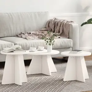 vidaXL Ensemble de tables basses 3 pcs Blanc 49 x 49 x 30 cm pas cher