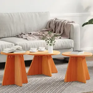 vidaXL Table basse 3 pcs Brun cire 49 x 49 x 30 cm Bois de pin massif pas cher