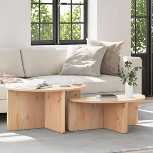 vidaXL Table basse 2 pcs Naturel 79 x 39.5 x 40 cm Bois de pin massif pas cher
