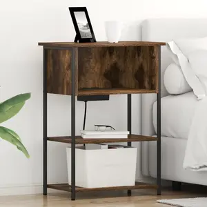 vidaXL Cabinet de chevet Chêne fumé 55 x 31 x 76 cm Bois d'ingénierie pas cher