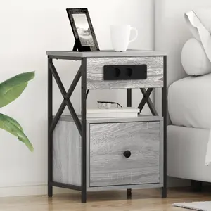 vidaXL Cabinet de chevet Sonoma gris 40 x 31 x 60 cm Bois d'ingénierie pas cher