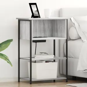 vidaXL Cabinet de chevet Sonoma gris 55 x 31 x 76 cm Bois d'ingénierie pas cher
