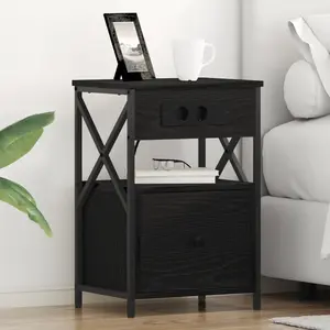 vidaXL Cabinet de chevet Chêne noir 40 x 31 x 60 cm Bois d'ingénierie pas cher