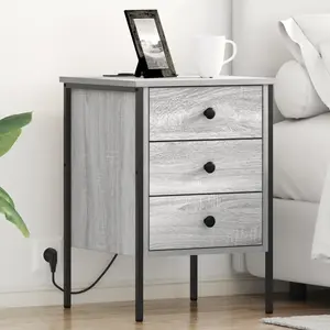 vidaXL Cabinet de chevet Sonoma gris 42 x 41 x 61 cm Bois d'ingénierie pas cher