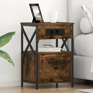 vidaXL Cabinet de chevet Chêne fumé 40 x 31 x 60 cm Bois d'ingénierie pas cher