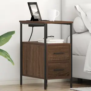 vidaXL Armoires de chevet 2 pcs Chêne marron 30 x 48 x 61 cm pas cher