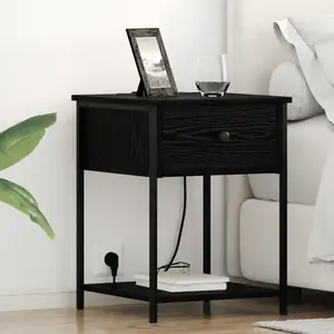 vidaXL Cabinet de chevet Chêne noir 42 x 41 x 56 cm Bois d'ingénierie pas cher