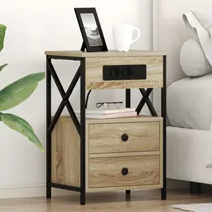 vidaXL Cabinet de chevet avec tiroir Chêne sonoma 40 x 31 x 60 cm pas cher