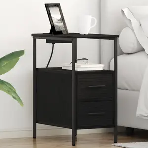 vidaXL Armoires de chevet avec tiroir 2 pcs Chêne noir 30 x 48 x 61 cm pas cher