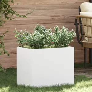 vidaXL Cache-pot de jardin Blanc 50 x 32 x 40 cm Acier laminé à froid pas cher
