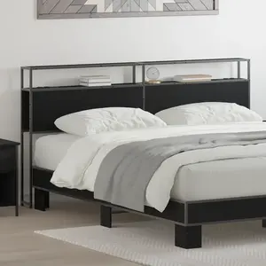 vidaXL Tête de lit de rangement Chêne Noir 180 cm Bois d'ingénierie pas cher