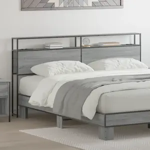 vidaXL Tête de lit de rangement Gris sonoma 200 cm Bois d'ingénierie pas cher