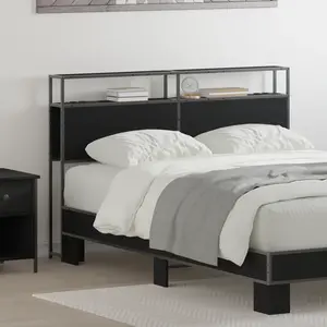 vidaXL Tête de lit de rangement Chêne Noir 140 cm Bois d'ingénierie pas cher
