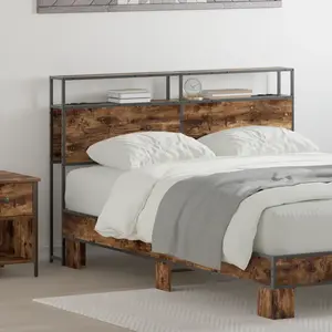 vidaXL Tête de lit de rangement Chêne fumé 140 cm Bois d'ingénierie pas cher