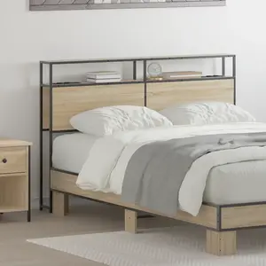 vidaXL Tête de lit de rangement Chêne sonoma 150 cm Bois d'ingénierie pas cher
