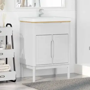 vidaXL Meuble sous Lavabo de Salle de Bain FLORO Blanc 60 x 40 x 80 cm pas cher
