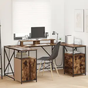 vidaXL Bureau Chêne fumé 182 x 101 x 87.5 cm Bois d'ingénierie pas cher