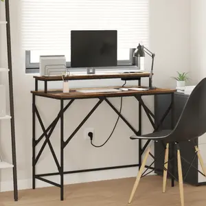 vidaXL Bureau Chêne fumé 100 x 50 x 86.5 cm Bois d'ingénierie pas cher