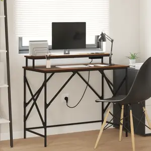vidaXL Bureau Chêne marron 100 x 50 x 86.5 cm Bois d'ingénierie pas cher