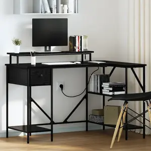 vidaXL Bureau Chêne noir 120 x 79 x 86.5 cm Bois d'ingénierie pas cher