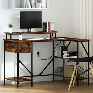 vidaXL Bureau Chêne fumé 120 x 79 x 86.5 cm Bois d'ingénierie pas cher