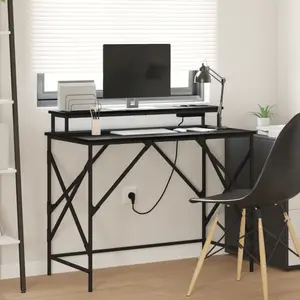 vidaXL Bureau Chêne noir 100 x 50 x 86.5 cm Bois d'ingénierie pas cher