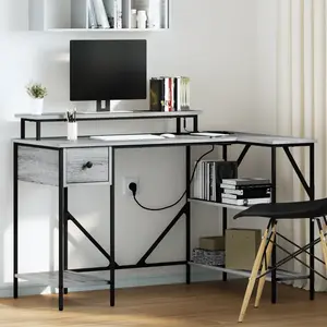 vidaXL Bureau Sonoma gris 120 x 79 x 86.5 cm Bois d'ingénierie pas cher