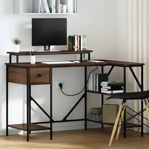 vidaXL Bureau Chêne marron 120 x 79 x 86.5 cm Bois d'ingénierie pas cher