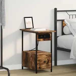 vidaXL Cabinet de chevet Chêne fumé 60 x 30 x 61 cm Bois d'ingénierie pas cher