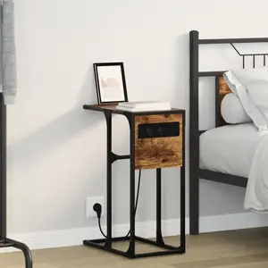 vidaXL Table de chevet Chêne fumé 41.5 x 26 x 60.5 cm pas cher