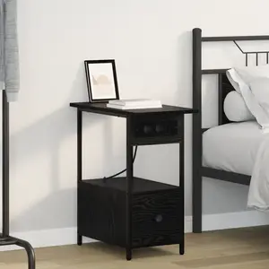 vidaXL Cabinet de chevet Chêne noir 60 x 30 x 61 cm Bois d'ingénierie pas cher