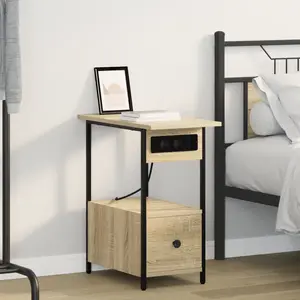 vidaXL Cabinet de chevet avec tiroir Chêne sonoma 60 x 30 x 61 cm pas cher