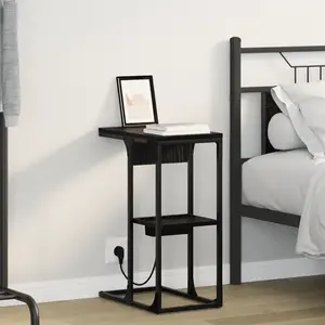 vidaXL Table de chevet Chêne Noir 41.5 x 26 x 60.5 cm pas cher