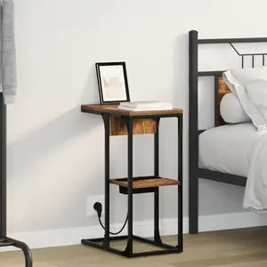 vidaXL Table de chevet Chêne fumé 41.5 x 26 x 60.5 cm pas cher
