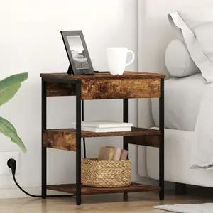 vidaXL Armoires de chevet avec tiroir 2 pcs Chêne fumé 41 x 31 x 51 cm pas cher