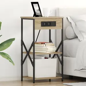 vidaXL Cabinet de chevet avec étagère Chêne Sonoma 41 x 31 x 76 cm pas cher