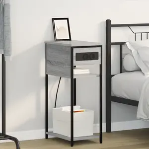vidaXL Vidaxl Cabinet De Chevet Sonoma Gris 28.1 X 40.9 X 75 Cm pas cher