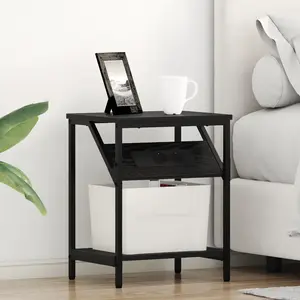 vidaXL Cabinet de chevet Chêne noir 38 x 30 x 48 cm Bois d'ingénierie pas cher