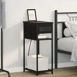 vidaXL Vidaxl Cabinet De Chevet Chêne Noir 28.1 X 40.9 X 75 Cm pas cher