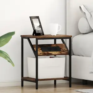 vidaXL Cabinet de chevet Chêne fumé 38 x 30 x 48 cm Bois d'ingénierie pas cher