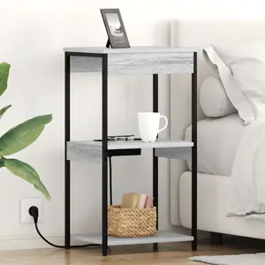 vidaXL Table de nuit avec station de chargement Sonoma gris pas cher