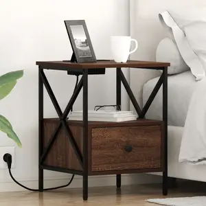 vidaXL Cabinet de chevet 2 pcs Chêne marron 41.5 x 40.5 x 55 cm pas cher
